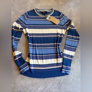 Halogen Blue and Cream Striped Knit Top